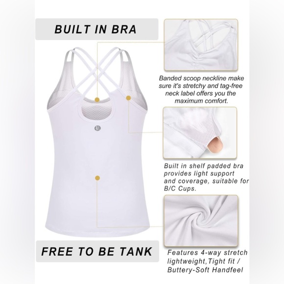 NWOT Running Girl Yoga Tank Top with Built In Shelf Bra Size B/C - Picture 4 of 8